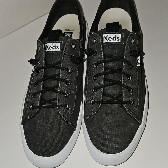KEDS KICKBACK CANVAS WASHABLE  BLACK SLIP ON SNEAKERS sz 9 - Picture 1 of 6